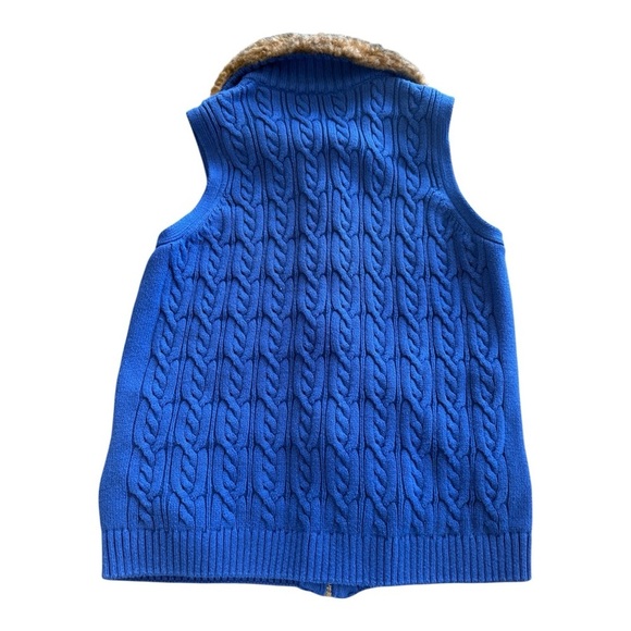 Liz Claiborne Full Zip Cable Knit Sweater Vest With Faux Fur Collar Size M - Picture 2 of 4